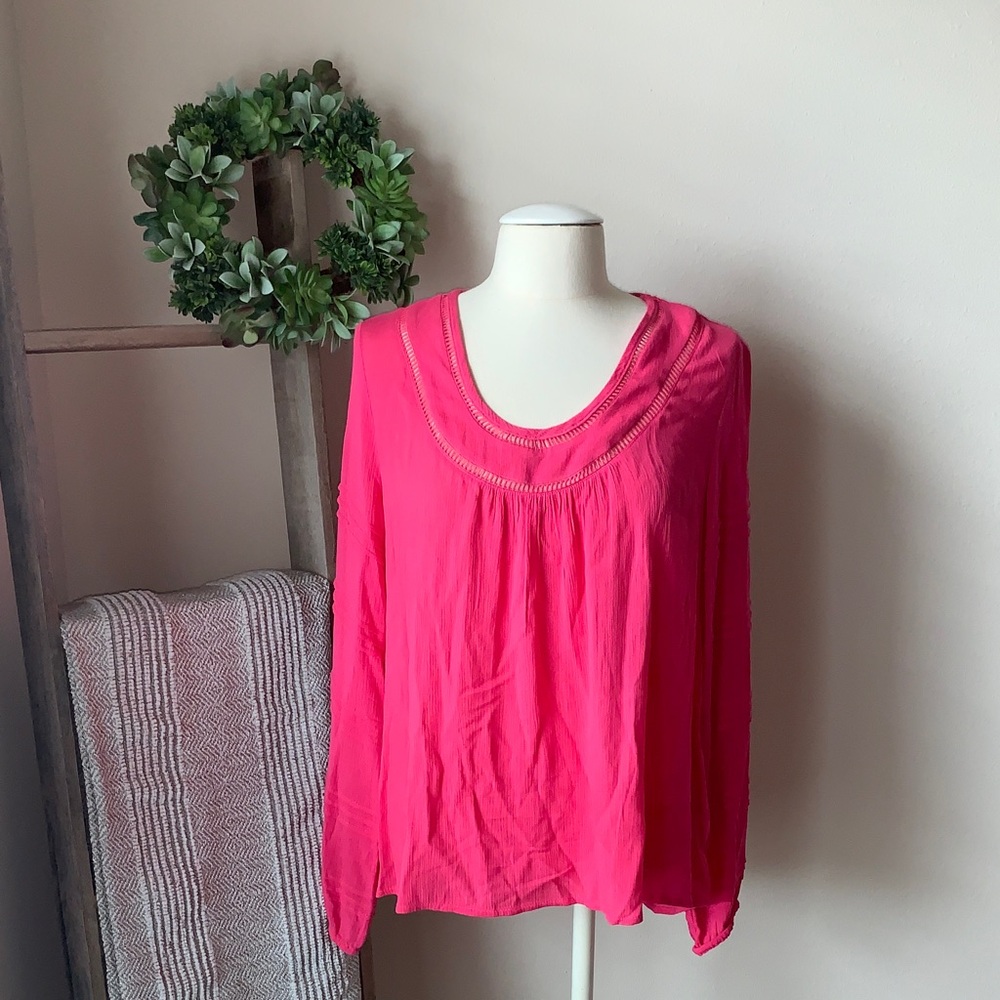 Cato hot pink hi low blouse